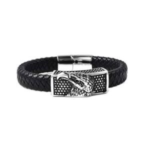 Genuine Braided Leather Bracelet with Eagle Head